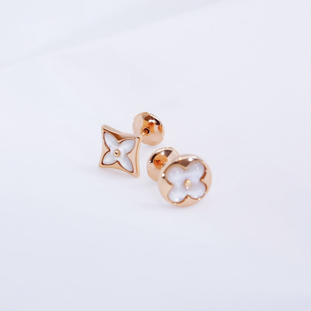 [OAKJURI Jewelry]STAR AND SUN PINK GOLD MOP STUD EARRINGS