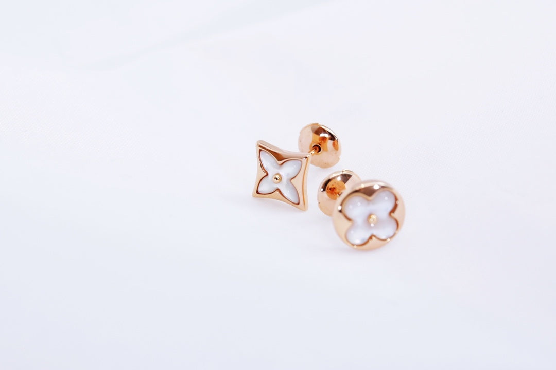 [OAKJURI Jewelry]STAR AND SUN PINK GOLD MOP STUD EARRINGS