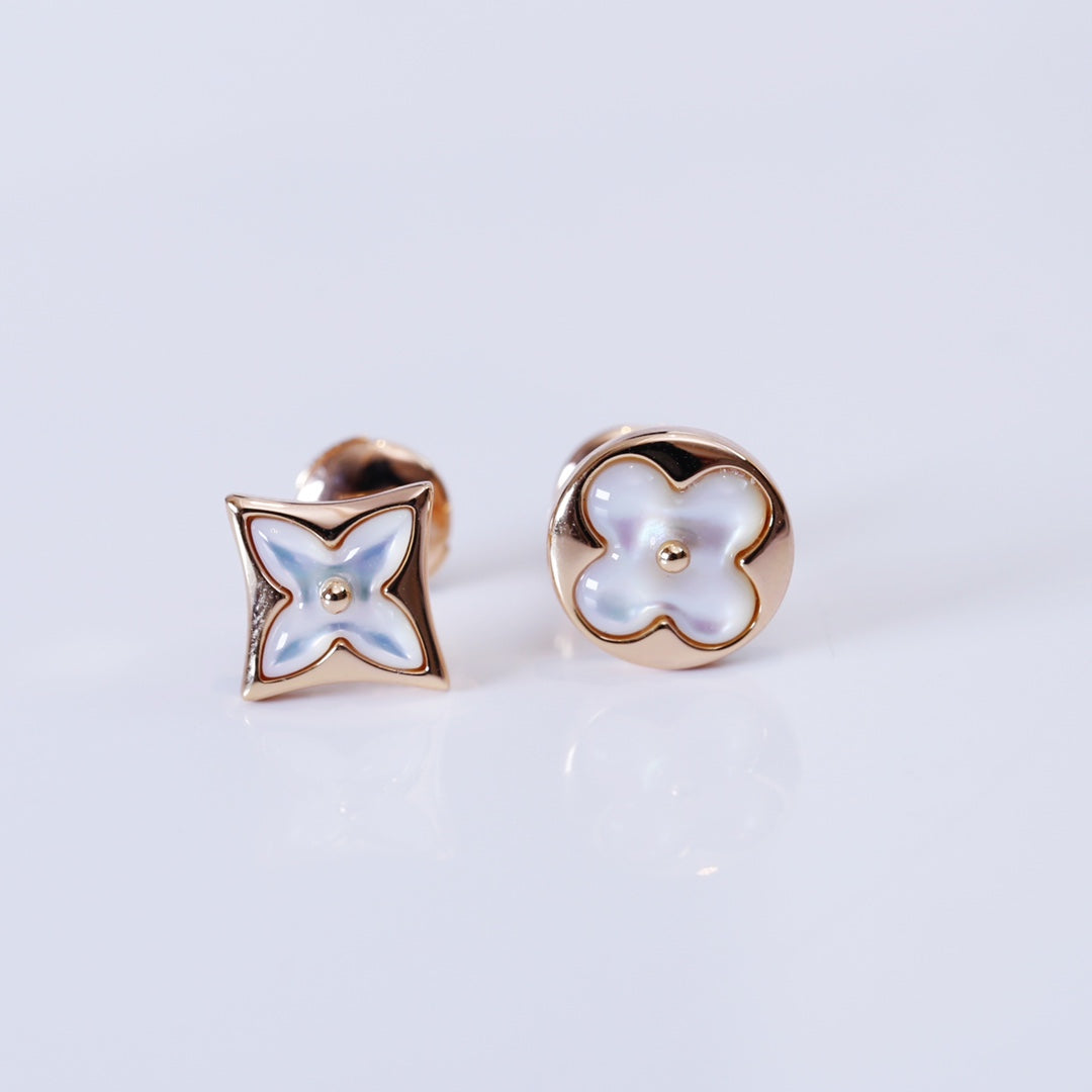 [OAKJURI Jewelry]STAR AND SUN PINK GOLD MOP STUD EARRINGS