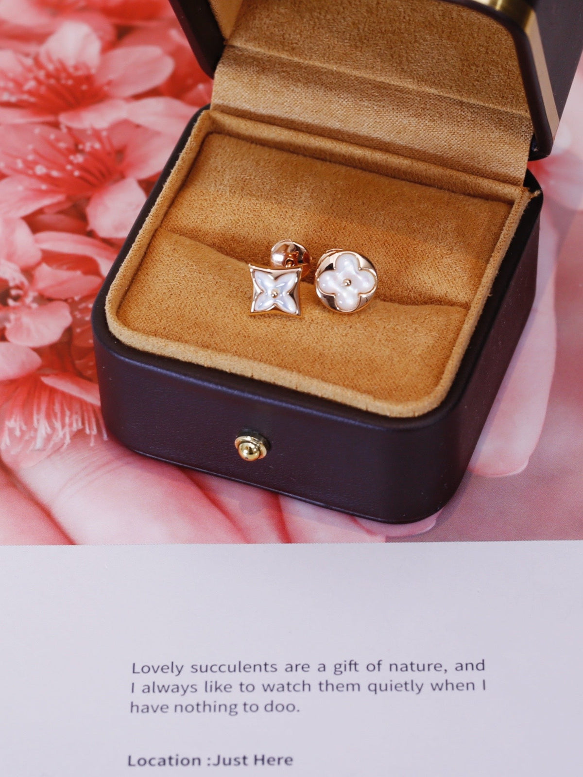 [OAKJURI Jewelry]STAR AND SUN PINK GOLD MOP STUD EARRINGS