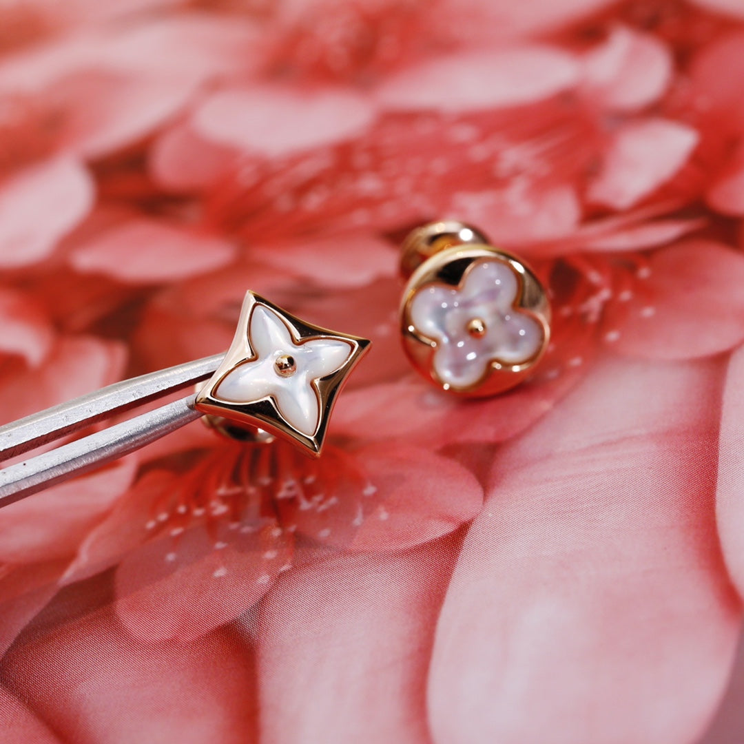 [OAKJURI Jewelry]STAR AND SUN PINK GOLD MOP STUD EARRINGS