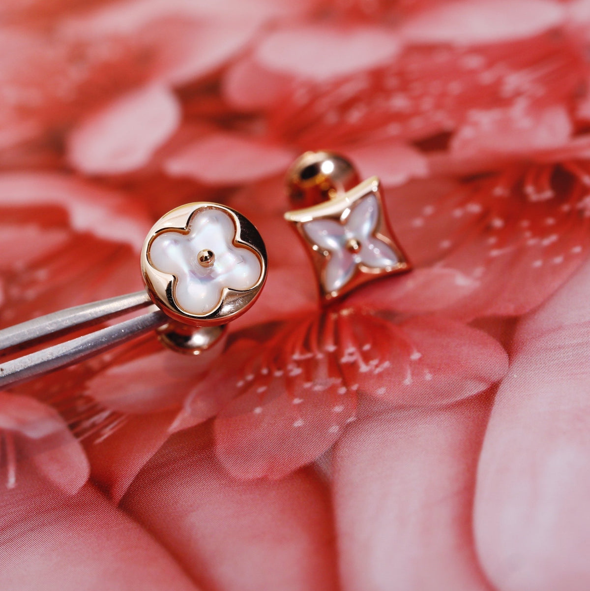 [OAKJURI Jewelry]STAR AND SUN PINK GOLD MOP STUD EARRINGS