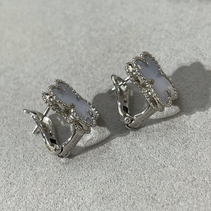 [OAKJURI Jewelry]CLOVER CHALCEDONY SILVER STUD EARRINGS