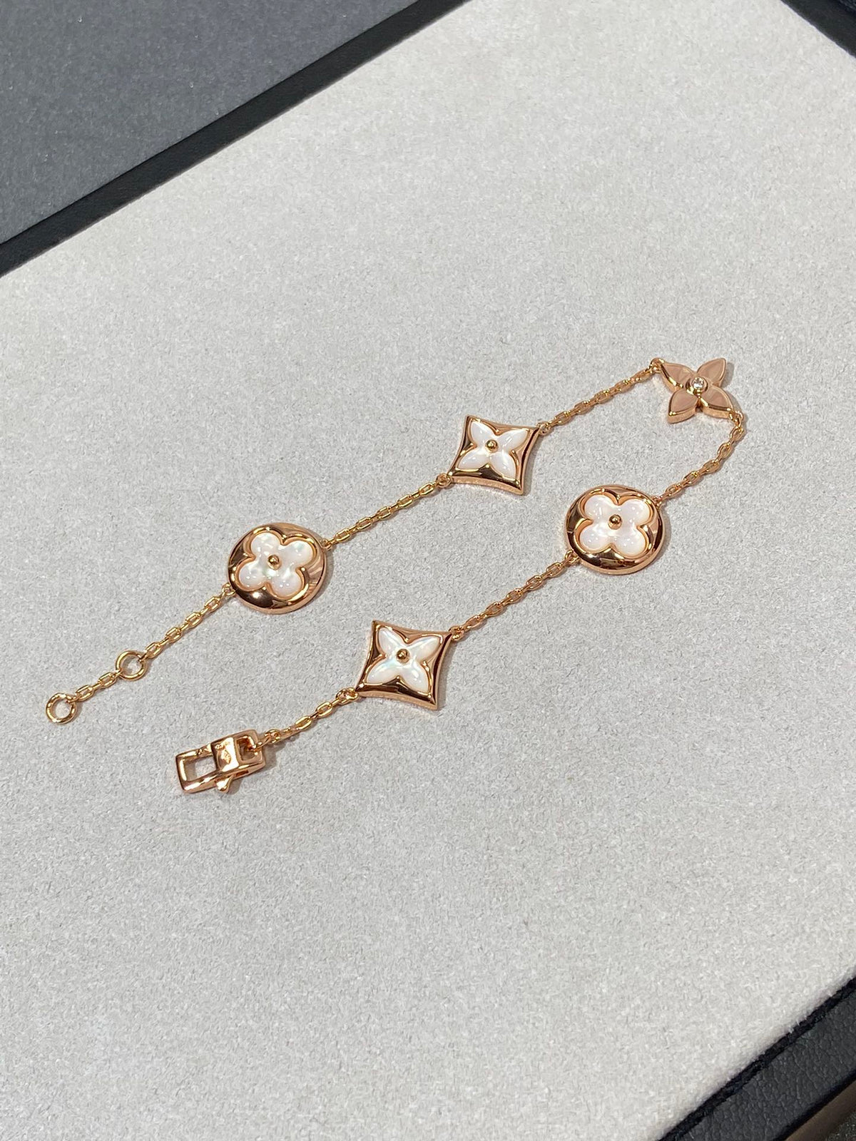 [OAKJURI Jewelry]STAR AND SUN 5 MOTIF MOP PINK GOLD BRACELET