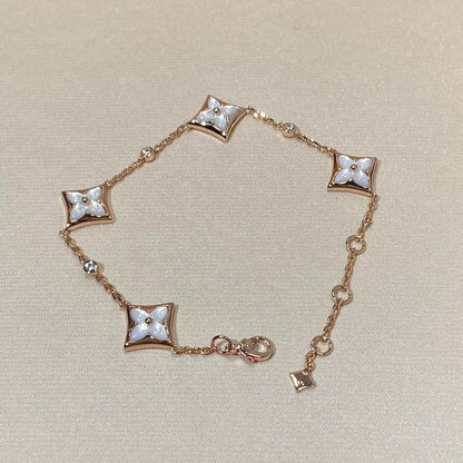 [OAKJURI Jewelry]STAR 4 MOTIF MOP DIAMOND PINK GOLD BRACELET