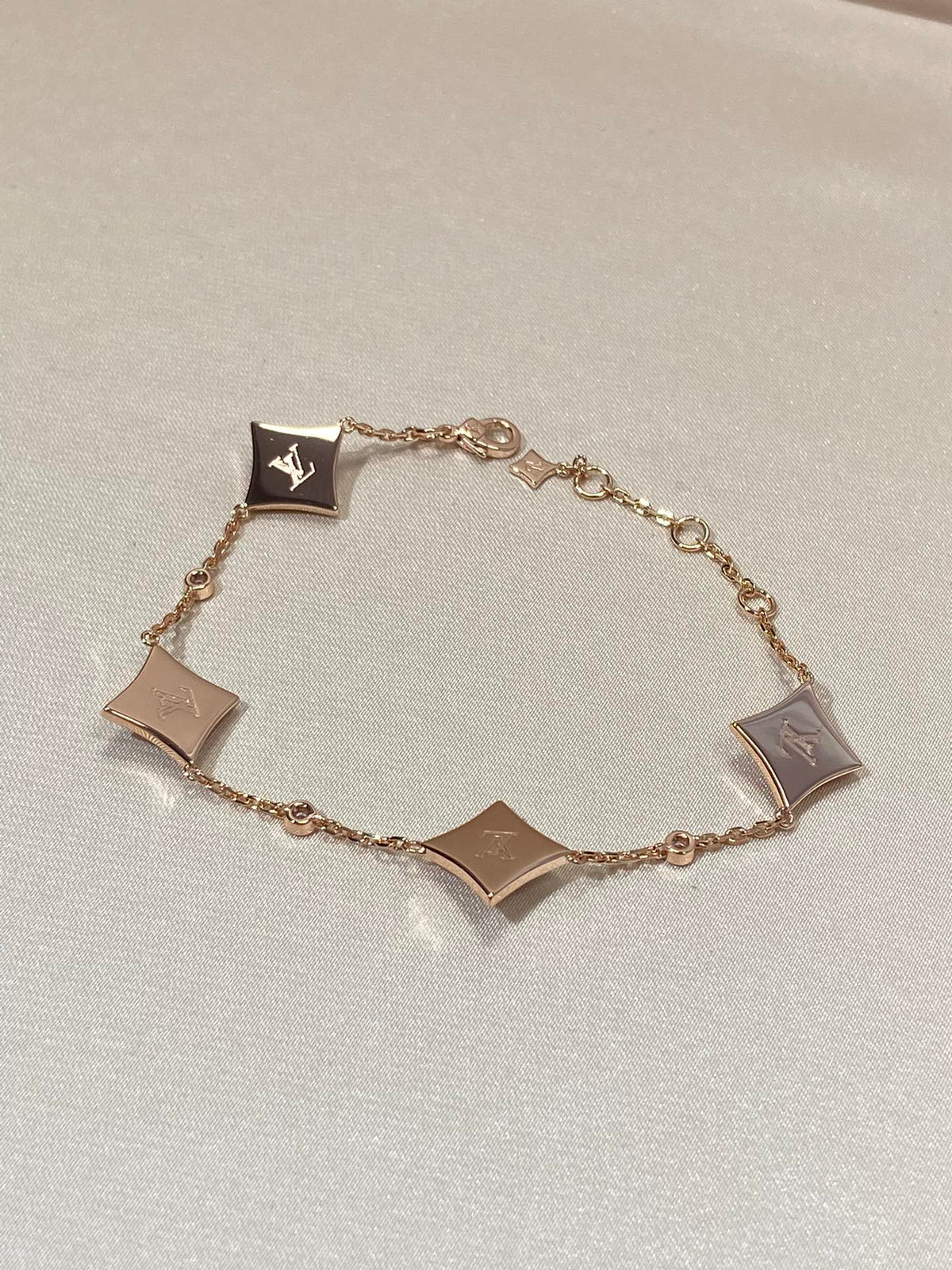 [OAKJURI Jewelry]STAR 4 MOTIF MOP DIAMOND PINK GOLD BRACELET