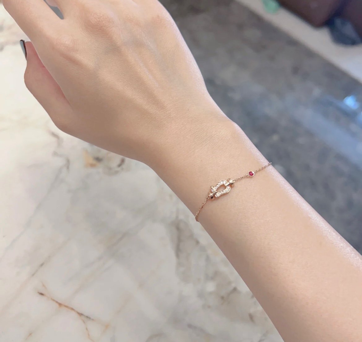 [OAKJURI Jewelry]FORCE 10 DIAMOND CHAIN LINK PINK GOLD BRACELET
