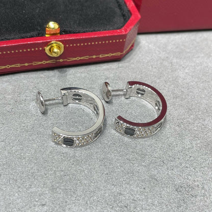 [OAKJURI Jewelry] LOVE CERAMIC DIAMOND PAVED SILVER EARRINGS