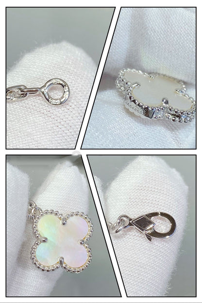 [OAKJURI Jewelry]CLOVER 5 MOTIF WHITE MOP SILVER BRACELET