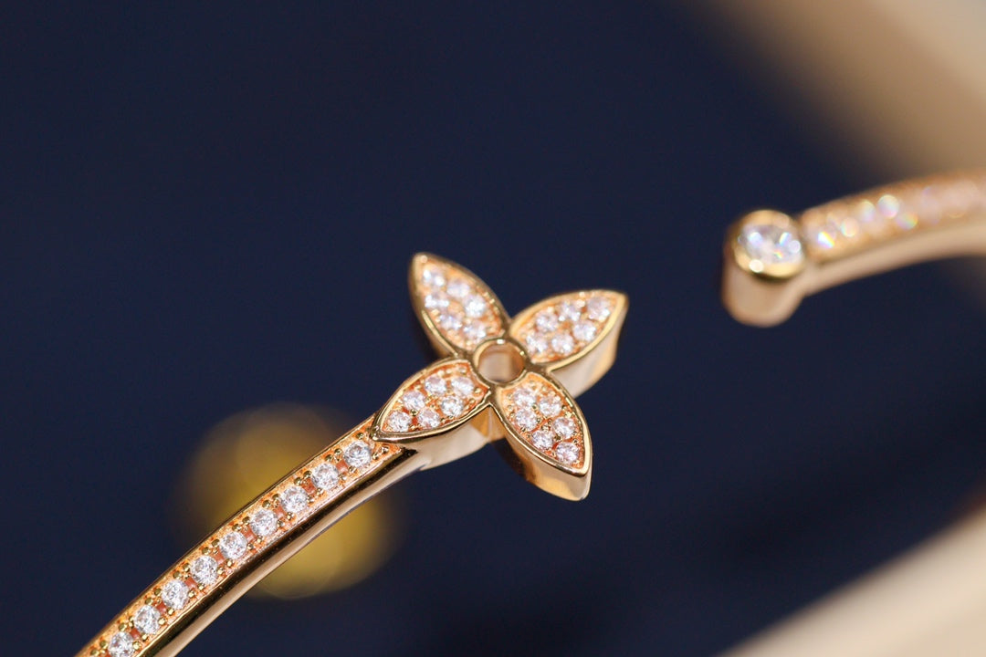 [OAKJURI Jewelry]IDYLLE PINK GOLD OPEN BRACELET DIAMOND PAVED