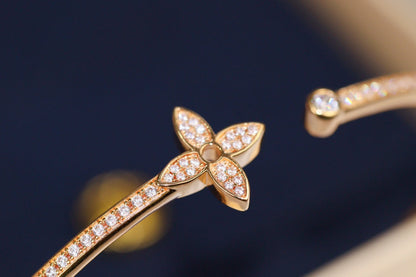 [OAKJURI Jewelry]IDYLLE PINK GOLD OPEN BRACELET DIAMOND PAVED
