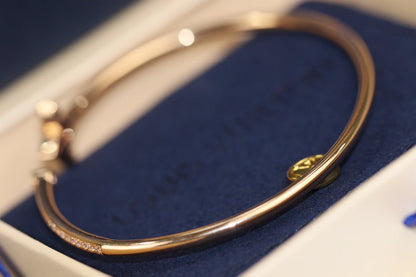 [OAKJURI Jewelry]IDYLLE PINK GOLD OPEN BRACELET DIAMOND PAVED