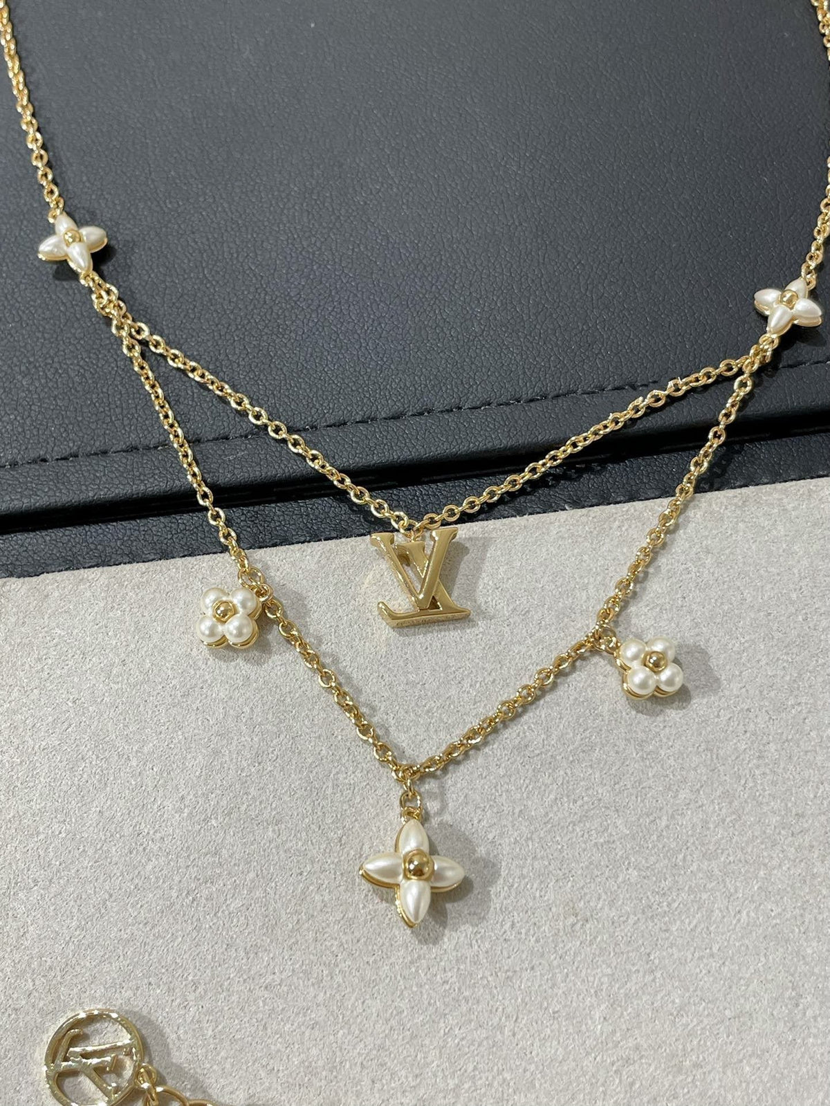 [OAKJURI Jewelry]FLOWERGRAM GOLD MOP DOUBLE ROW NECKLACE