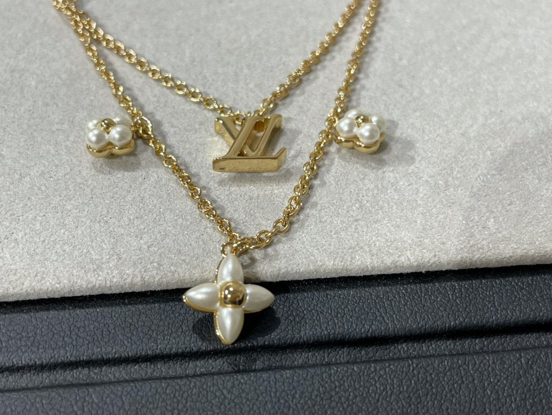 [OAKJURI Jewelry]FLOWERGRAM GOLD MOP DOUBLE ROW NECKLACE