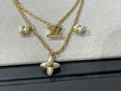 [OAKJURI Jewelry]FLOWERGRAM GOLD MOP DOUBLE ROW NECKLACE