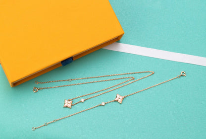 [OAKJURI Jewelry]STAR PINK MOP 1 DIAMOND PINK GOLD NECKLACE