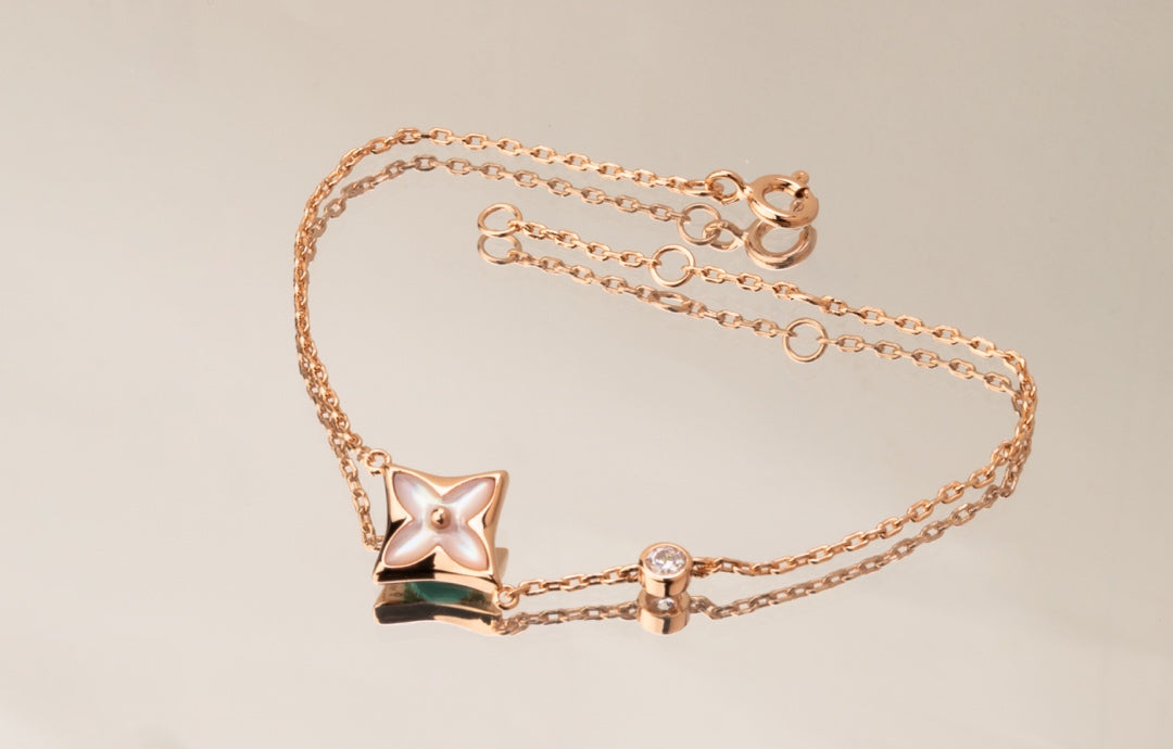 [OAKJURI Jewelry]STAR PINK MOP 1 DIAMOND PINK GOLD NECKLACE