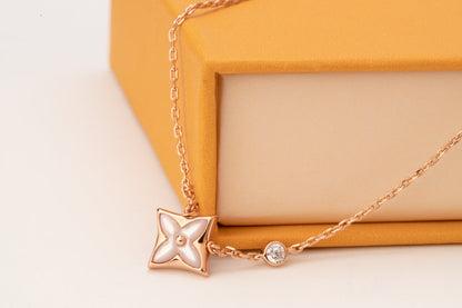 [OAKJURI Jewelry]STAR PINK MOP 1 DIAMOND PINK GOLD NECKLACE