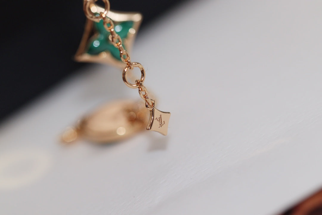 [OAKJURI Jewelry]STAR AND SUN 4 MOTIF PINK GOLD MALACHITE BRACELET