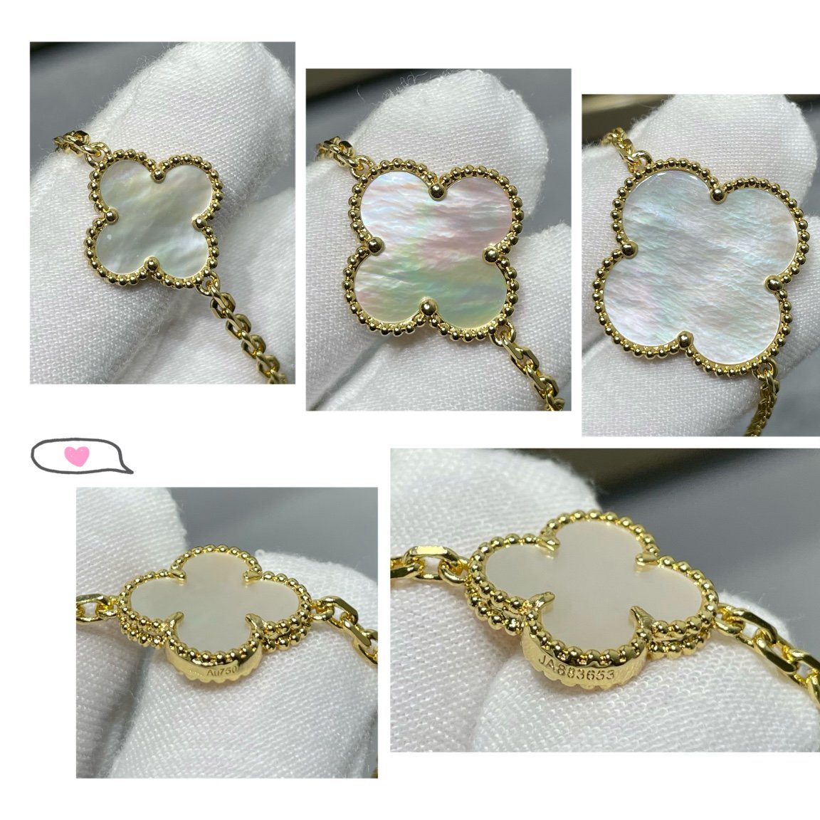 [OAKJURI Jewelry]CLOVER 16 MOTIF WHITE MOP GOLD NECKLACE