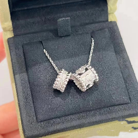 [OAKJURI Jewelry]PERLEE DOUBLE PENDANT SILVER DIAMOND NECKLACE