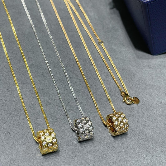 [OAKJURI Jewelry]BEE LOVE DIAMOND PAVED 3 ROW NECKLACE