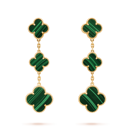 [OAKJURI Jewelry]CLOVER MALACHITE 3 MOTIFS GOLD