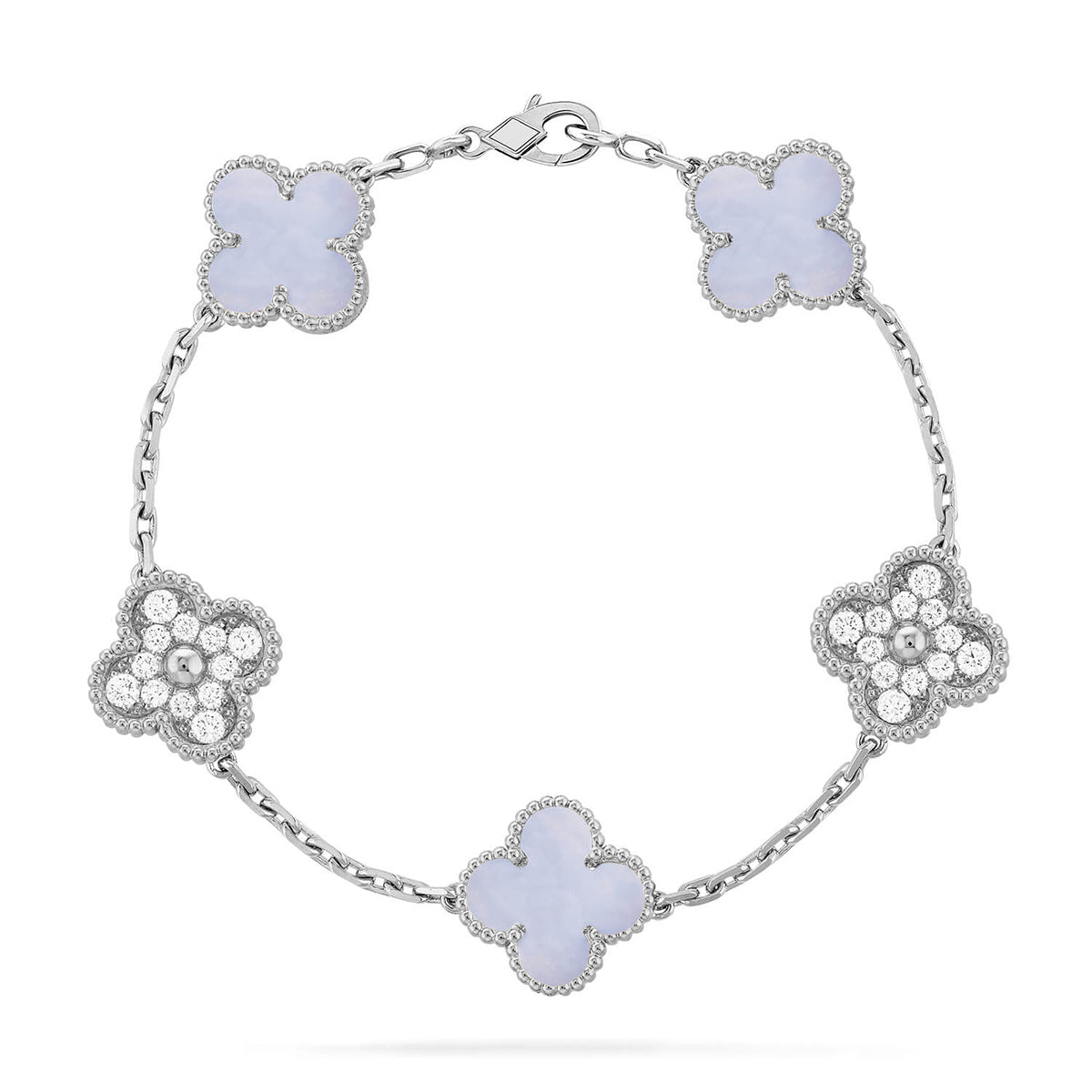 [OAKJURI Jewelry] CLOVER 5 MOTIF PURPLE CHALCEDONY BRACELET COLLECTION