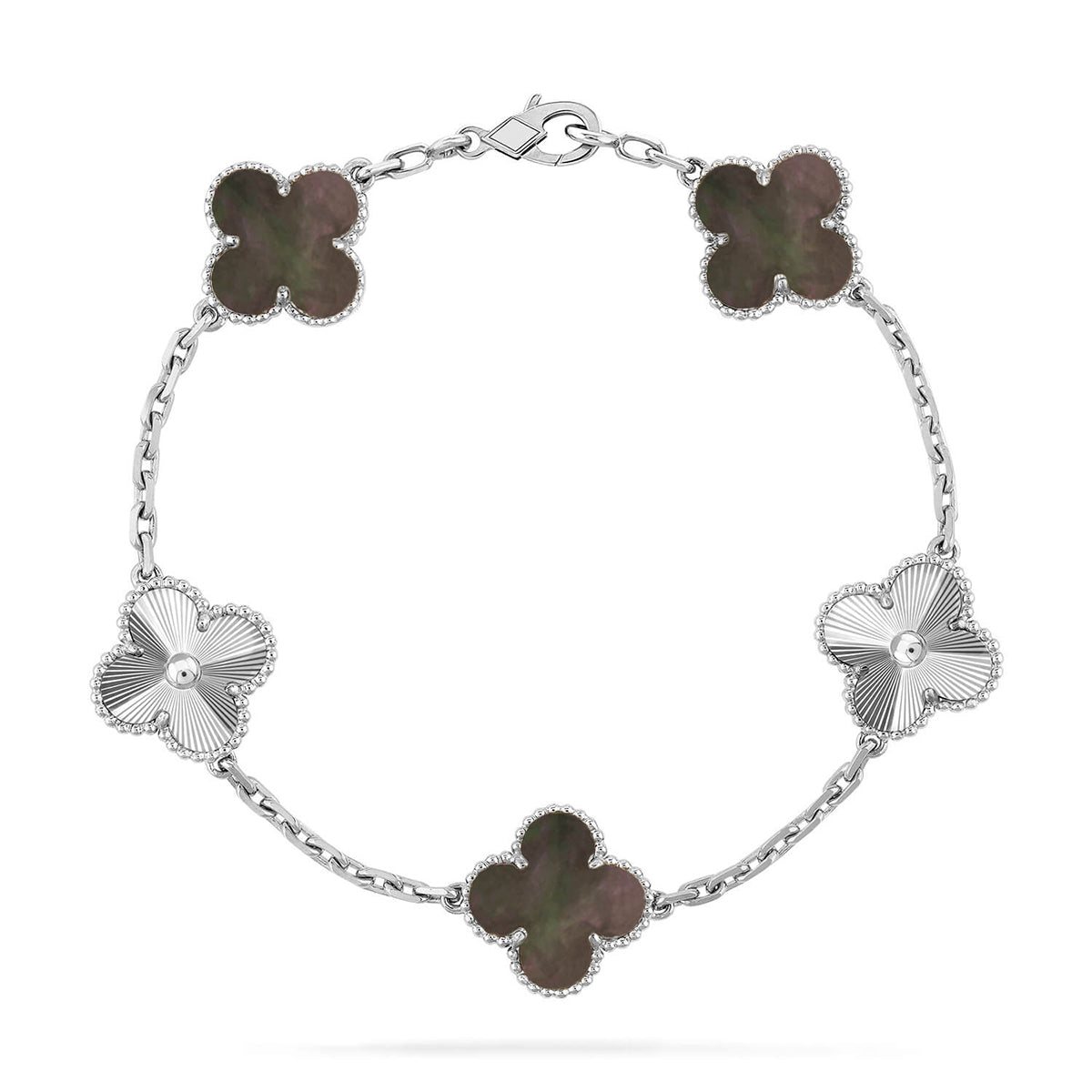[OAKJURI Jewelry] CLOVER 5 MOTIF GRAY MOP BRACELET COLLECTION