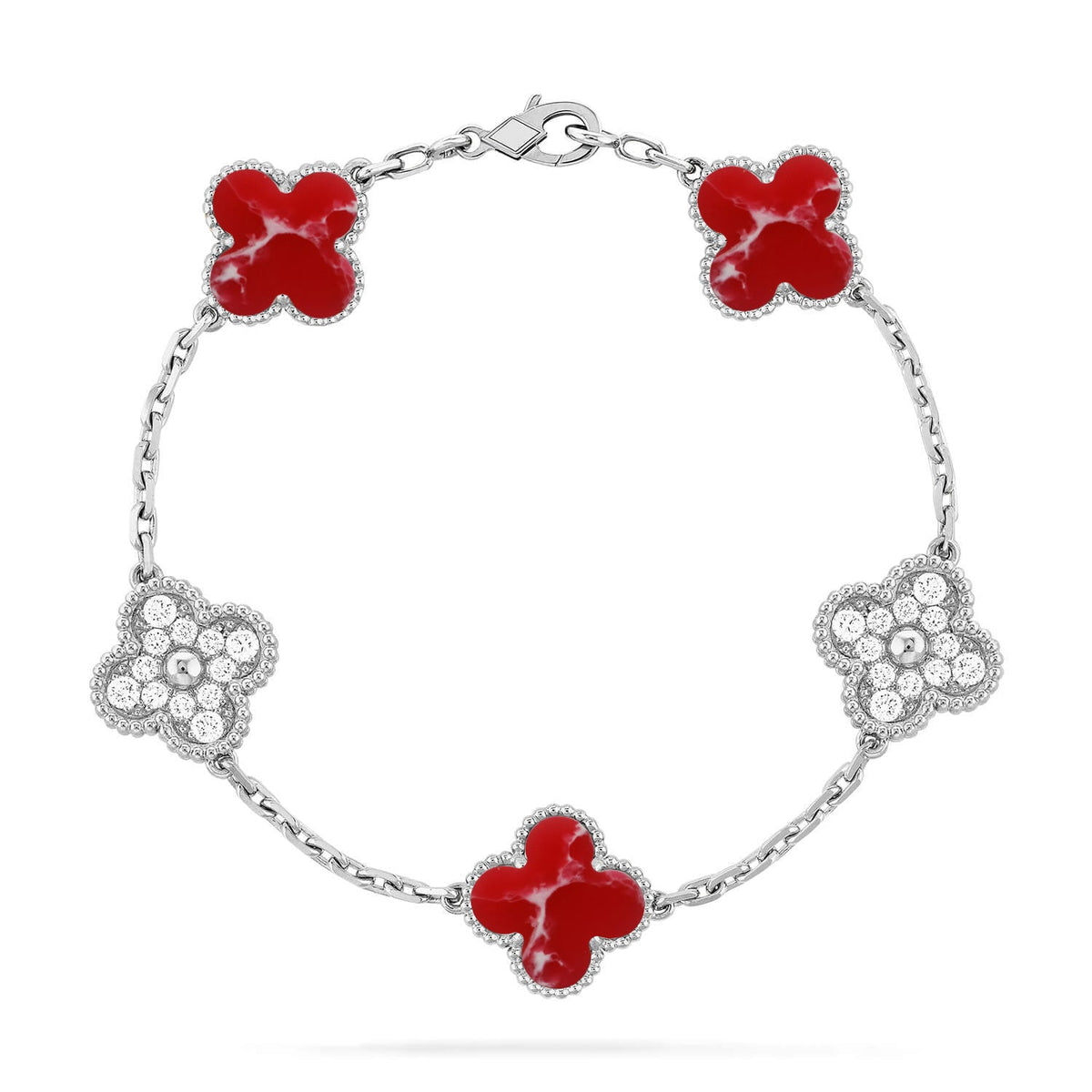 [OAKJURI Jewelry]CLOVER 5 MOTIF RED PATTERN BRACELET COLLECTION