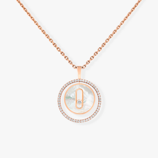 [OAKJURI Jewelry]LUCKY MOVE 1 DIAMOND WHITE MOTHER OF PEARL PINK GOLD DIAMOND NECKLACE