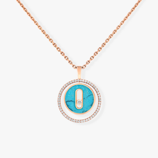 [OAKJURI Jewelry]LUCKY MOVE 1 DIAMOND TURQUOISE PINK GOLD DIAMOND NECKLACE