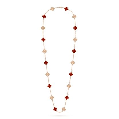 [OAKJURI Jewelry]CLOVER 20 MOTIFS LASER CARNELIAN NECKLACE