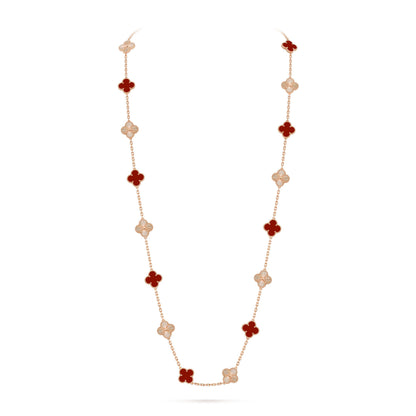 [OAKJURI Jewelry]CLOVER 20 MOTIFS LASER CARNELIAN NECKLACE