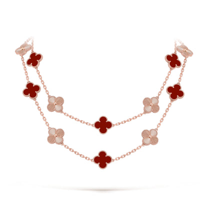 [OAKJURI Jewelry]CLOVER 20 MOTIFS LASER CARNELIAN NECKLACE