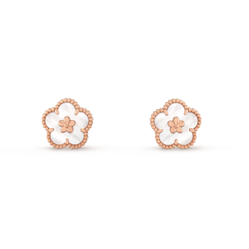 [OAKJURI Jewelry]LUCKY PINK GOLD WHITE MOP EARRINGS