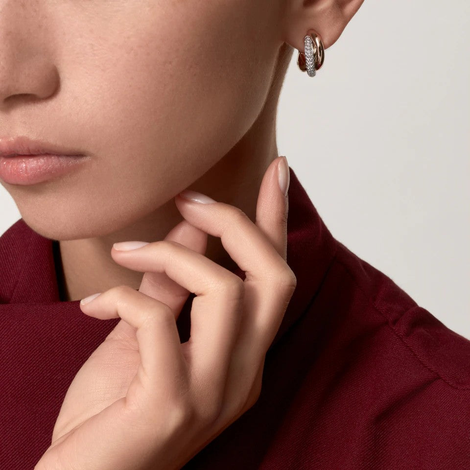 [OAKJURI Jewelry] TRINITY HALF DIAMOND  CLASSIC EARRINGS
