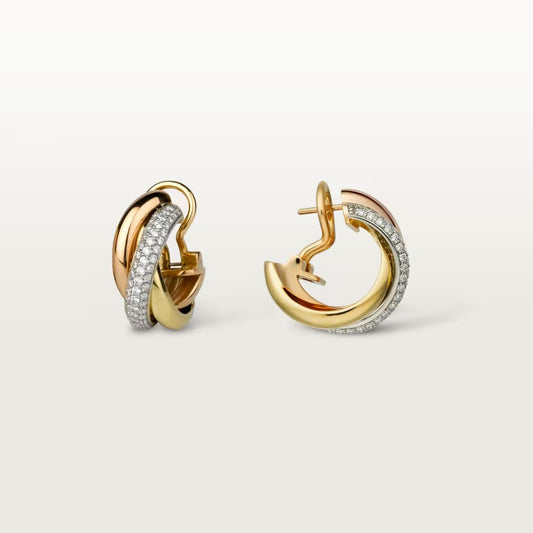 [OAKJURI Jewelry] TRINITY HALF DIAMOND  CLASSIC EARRINGS