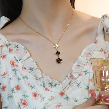 [OAKJURI Jewelry]STAR AND SUN ONYX PINK GOLD NECKLACE