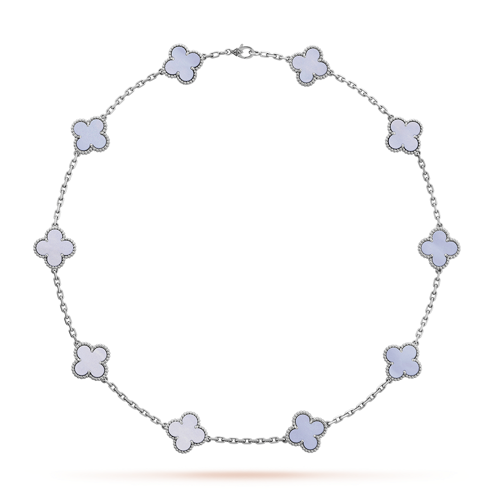 [OAKJURI Jewelry]CLOVER 10 MOTIFS BLUE CHALCEDONY NECKLACE