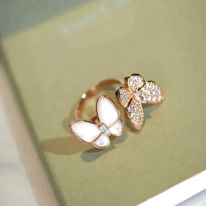 [OAKJURI Jewelry]TWIN BUTTERFLY DIAMOND MOP RING