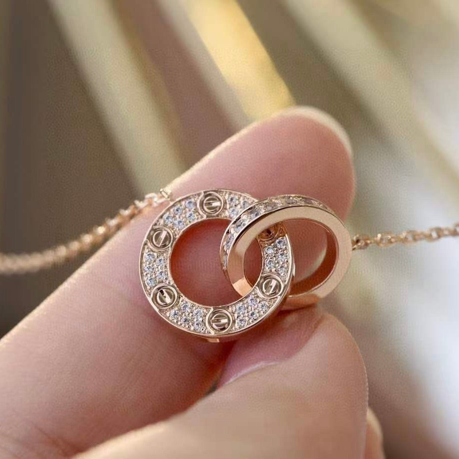 [OAKJURI Jewelry] LOVE  FULL DIAMOND PENDANT NECKLACE