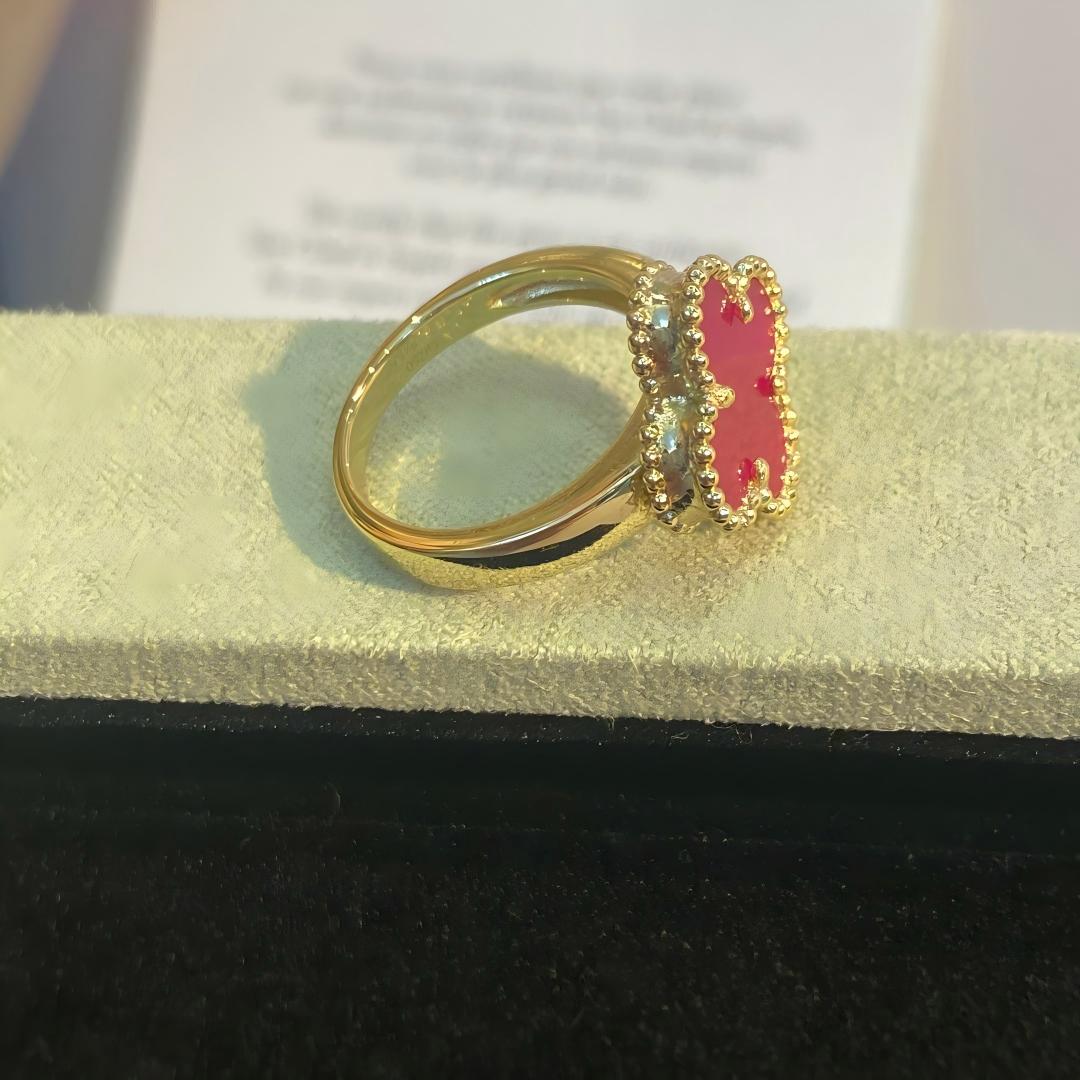 [OAKJURI Jewelry]NEW CLOVER PINK ENAMEL RINGS
