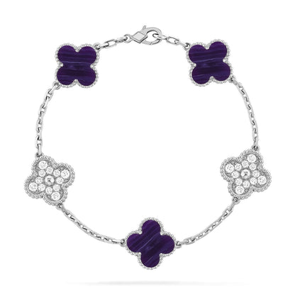 [OAKJURI Jewelry]CLOVER 5 MOTIF PURPLE STRIPES BRACELET COLLECTION