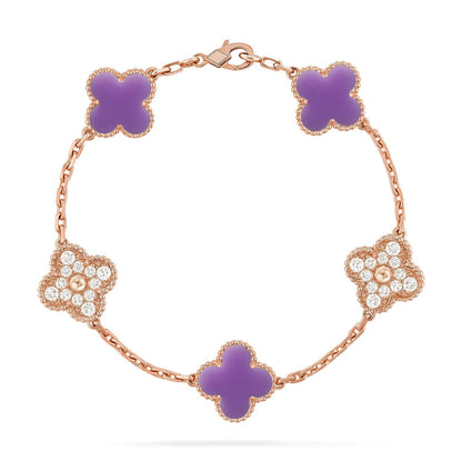 [OAKJURI Jewelry]CLOVER 5 MOTIF LIGHT PURPLE BRACELET COLLECTION