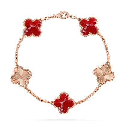 [OAKJURI Jewelry]CLOVER 5 MOTIF RED PATTERN BRACELET COLLECTION