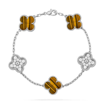 [OAKJURI Jewelry] CLOVER 5 MOTIFS TIGER EYE BRACELET COLLECTION
