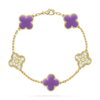 [OAKJURI Jewelry]CLOVER 5 MOTIF LIGHT PURPLE BRACELET COLLECTION