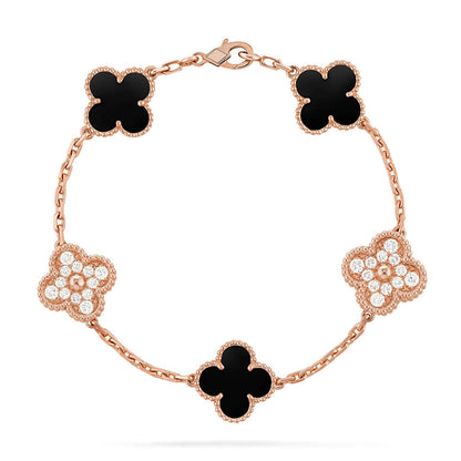[OAKJURI Jewelry] CLOVER 5 MOTIF ONYXS BRACELET COLLECTION
