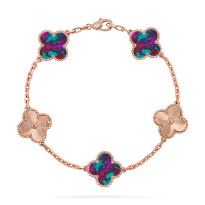 [OAKJURI Jewelry]CLOVER 5 MOTIF COLOR GEMSTONES BRACELET COLLECTION